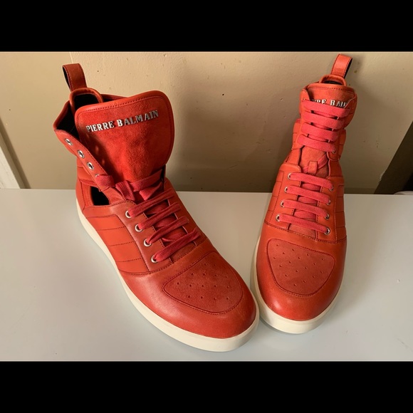 red balmain sneakers